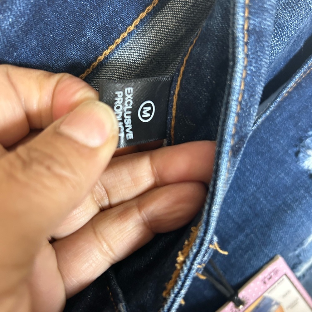 Dark Indigo Distressed Denim Jean Shorts - ENSEAN - Picture 4 of 4